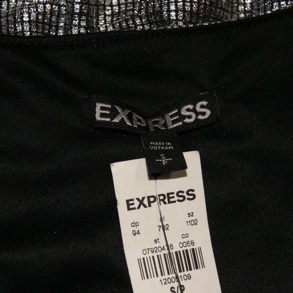 New EXPRESS Metallic Plunging Mini Dress sz S NWT - Picture 5 of 11